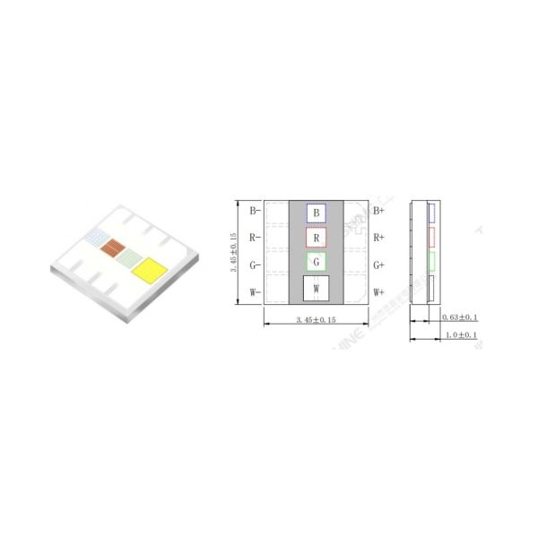 Ceramic SMD3535 LED RGBL 4Watt 500mA 4in1 RGBW LM-80 SMD RGBA LEDs