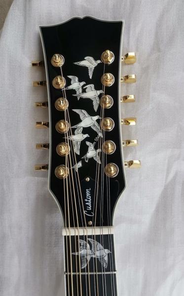 Custom AAAAA 12 Strings All Solid Wood Doves in Flight Viper Blue Acoustic Folk Guitar AAAA solid spruce wood top