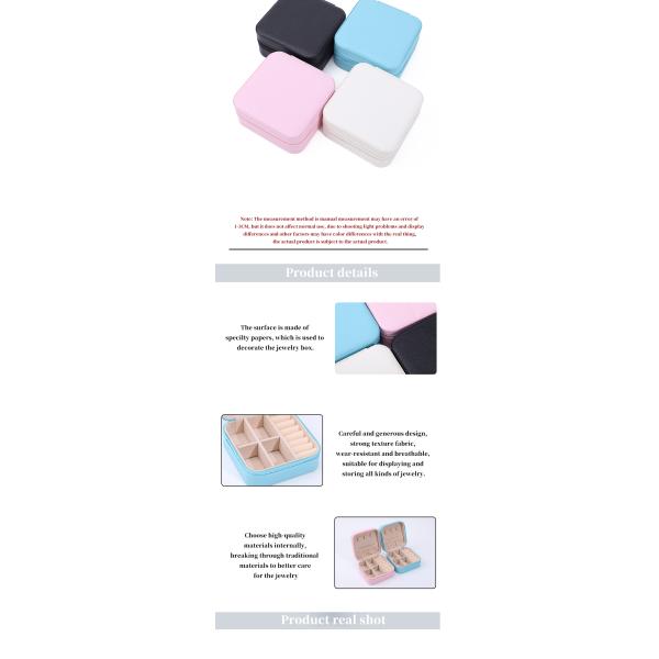 Compartiments multiples en PU en cuir pour les bijoux de voyage, boîte d'organisation, sac fermeture à glissière