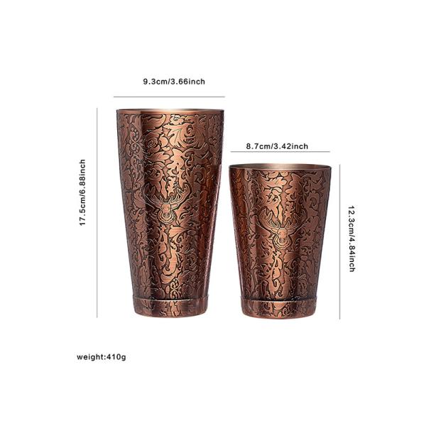 Home Bartending Martini Shaker Set SS304 Brushed Copper Color