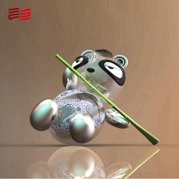 Stainless Steel Panda Shape Landscape Sculpture for Outdoor Decoration and Landscaping