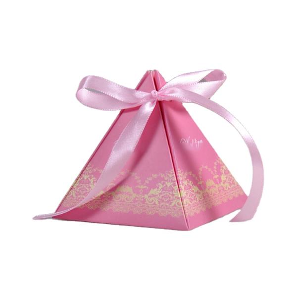 Caixa de doces de pirâmide personalizada Caixa de embalagem criativa para lembrança de casamento floral