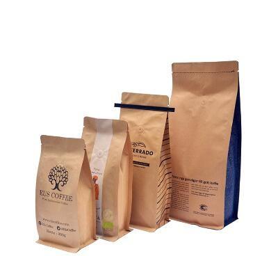 Eco Friendly Customized Logo Promotional Stand Up Kraft  Paper Bag for Coffee/Tea Packing