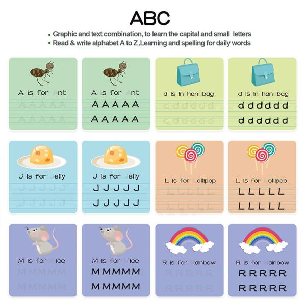 Laminated Alphabet Sight Words & Phonics Flash Cards For Kindergarten Read And Write