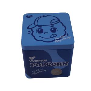 Square Empty Popcorn Tin Container Christmas Holiday Popcorn Gift Tin Packaging