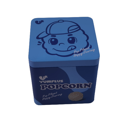 Square Empty Popcorn Tin Container Christmas Holiday Popcorn Gift Tin Packaging