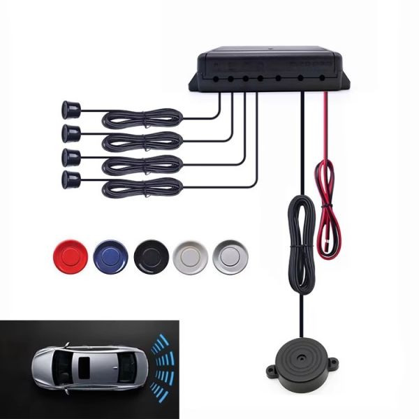 4 Sensors Car Parking Sensor System with Buzzer Alarm and IP67 Waterproof Reverse Radar Parking Assist Kit