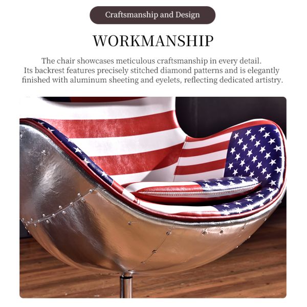 Nidea #8801 Classic Italian Design Living Room Aviator Furniture Spitfire Swivel Leather Lounge Egg Chair With Aluminum Back Side