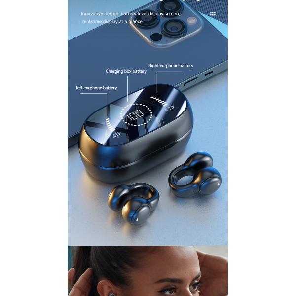 HiFi Stereo Bone Conduction True Wireless Earphone with 20cm Charging Cable and Mic