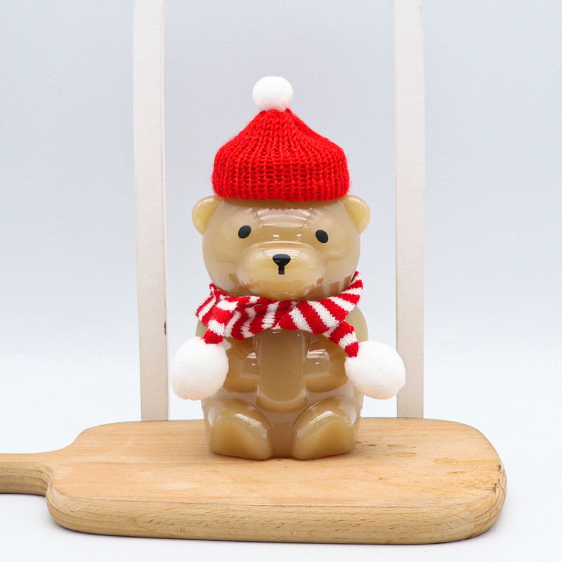 Shipping Cost Pet Base Material Creative Bear Shape Plastic Bubble Bottle with Aluminum Caps