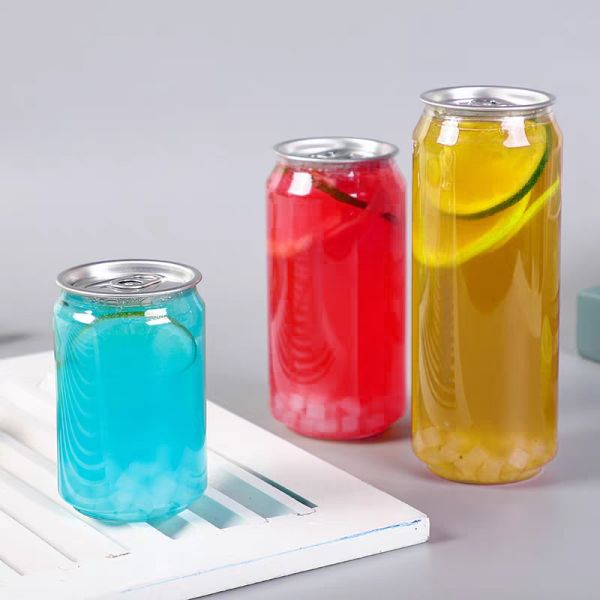 New Design Custom Disposable Clear Plastic Milk Tea Juice Cake Cans with Open Lids
