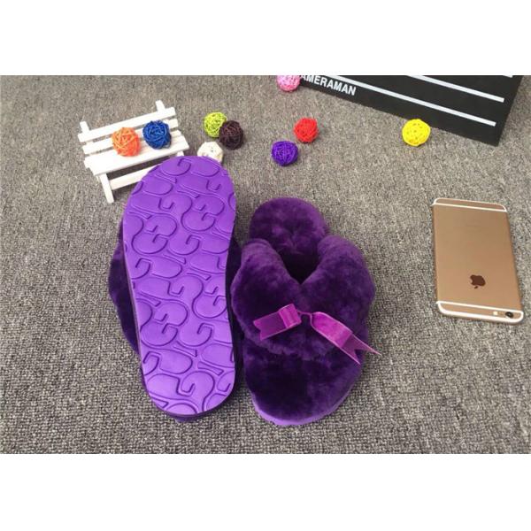 Цвет пурпура свободного образца тапочки овчины стиля женщин новой модели тапочек шерстей овец неподдельный