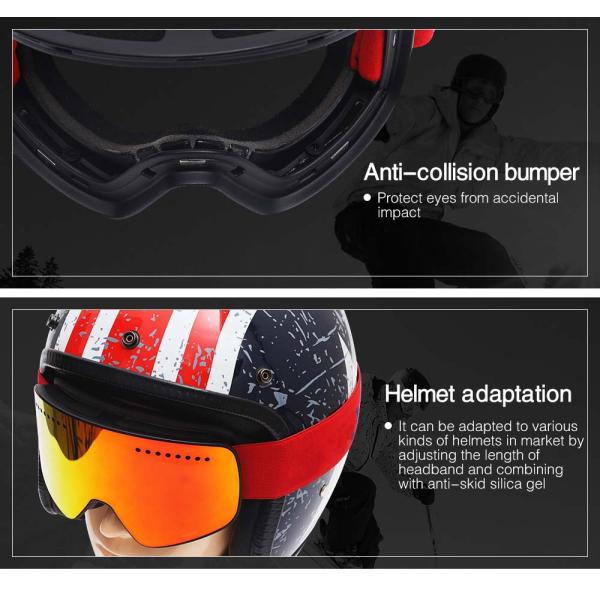 Customized Support Magnetic Ski Goggles for Winter Sports and Anti-fog Protection