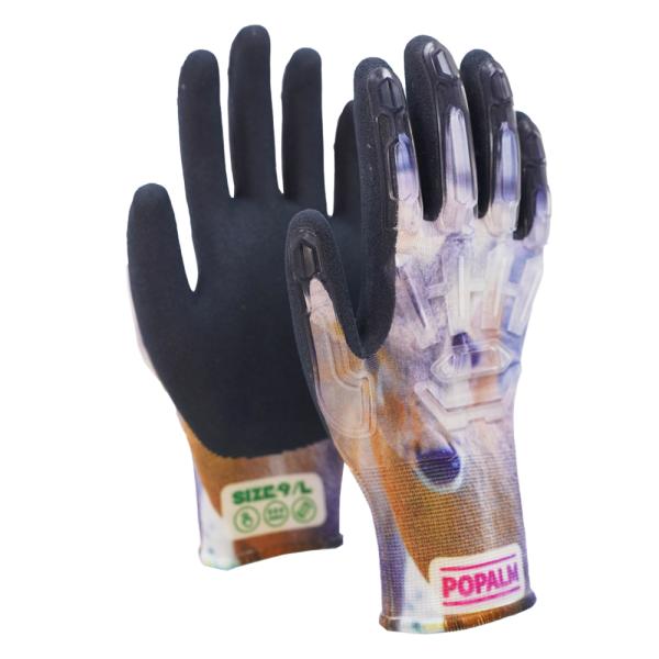 15 Gauge Impact-Guard TPR Gloves Latex Sandy Coated Garden Gloves With Custom Design And Color Option