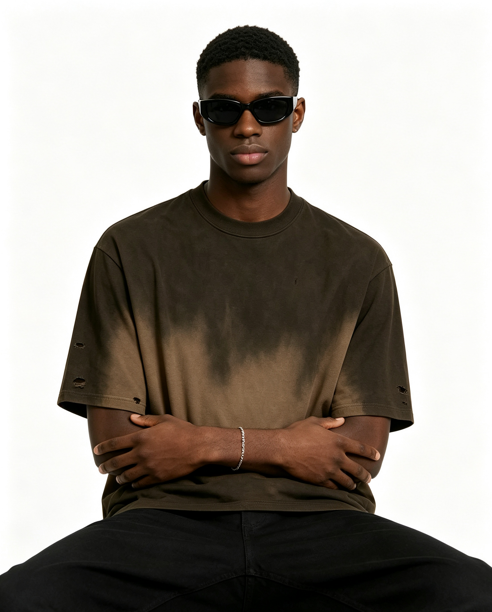 250GSM Basic Crew Neck Tee Gradient Wash Cotton Crew Neck T Shirt Oversized