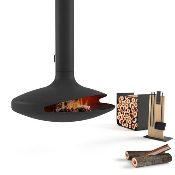 ISO9001 Wood Burning Fire Pits 60m2 Hanging Wood Burner Indoor