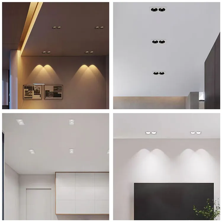 IP20 IP40 Office White Downlights, Square LED Down Light with Dali-2, Triac & 0-10V Multi Dimming Control, Factory Price Commercial Bathroom Spot Light