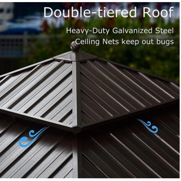 Gazebo con techo duro de aluminio y acero de 10 x 12