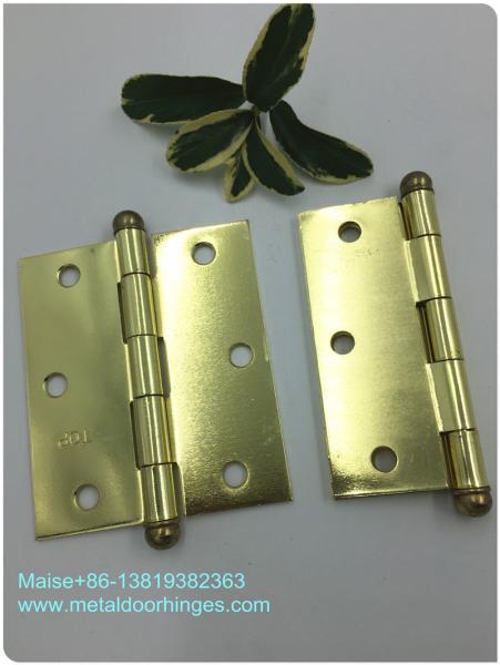 Material de aço chapeado bronze do metal das dobradiças de porta da ponta da bola para a porta de madeira