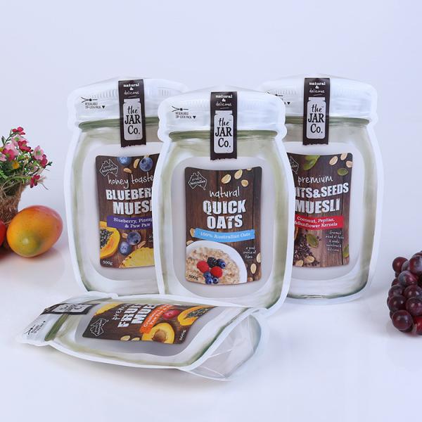 Mason Bottle Shape Custom Snack Bags Recyclable Stand Up Plastic Food Bag