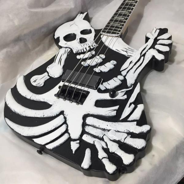 Factory George Lynch Skull Skeleton 4 Strings Electric Bass Guitar Basswood Body