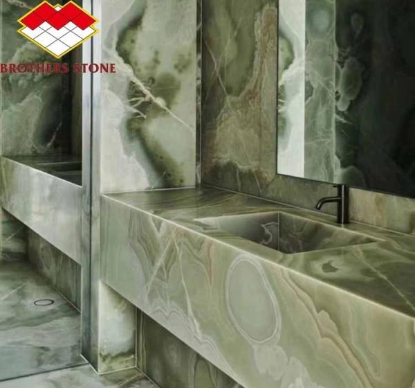 Exquisite Sapphire Green Onyx Marble Jade Stone Slab for Living Room Dining Bedroom