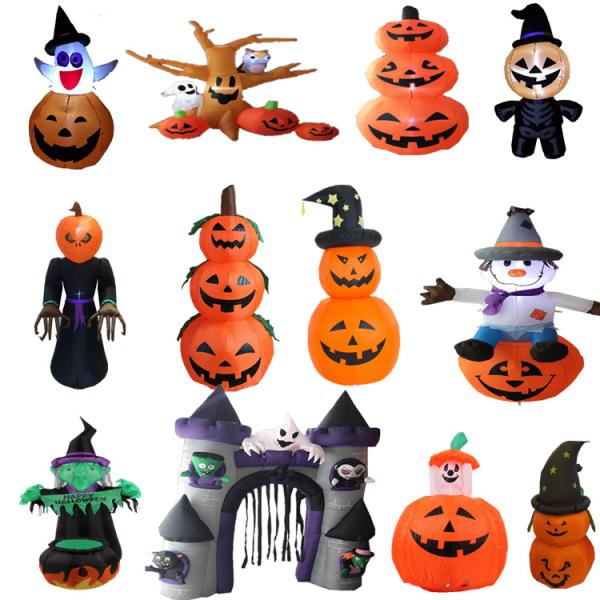 Plastic Halloween Inflatable Pumpkin Tombstone Pumpkins w/ LEDs Perfect for Halloween