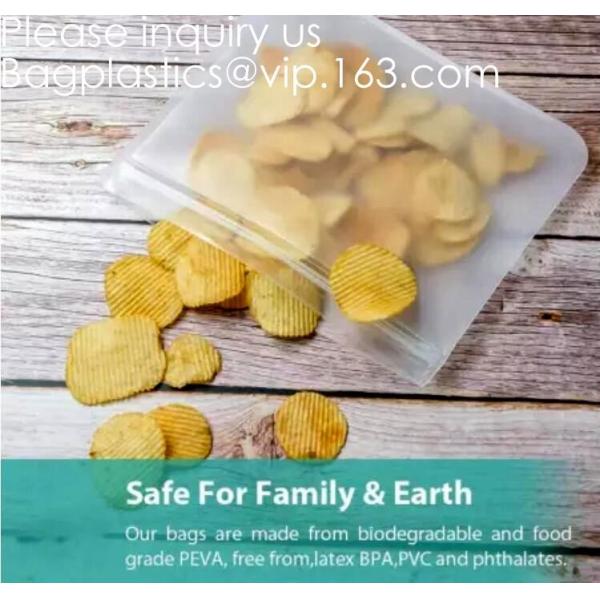 FOOD GRADE SILICONE: Strong, Thick 100% Durable Silicone Food Bags, Non-Toxic, Non-Leaching Hygienic And Reusable Food B