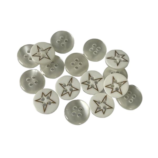 Faux Pearl 20mm Resin Buttons SilKed Print Gold Star Use On Blouses Garment