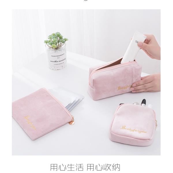 Personalized Logo Custom Makeup Bag Cases Pouch Set Private Label Velvet Cosmetic Bag