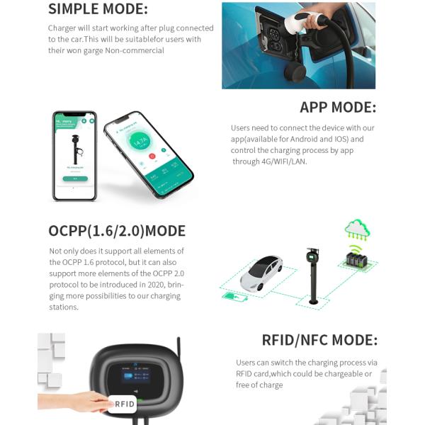 зарядные станции электрического автомобиля Ev заряжателя электрического автомобиля 7.62M Tpye1 Wallbox