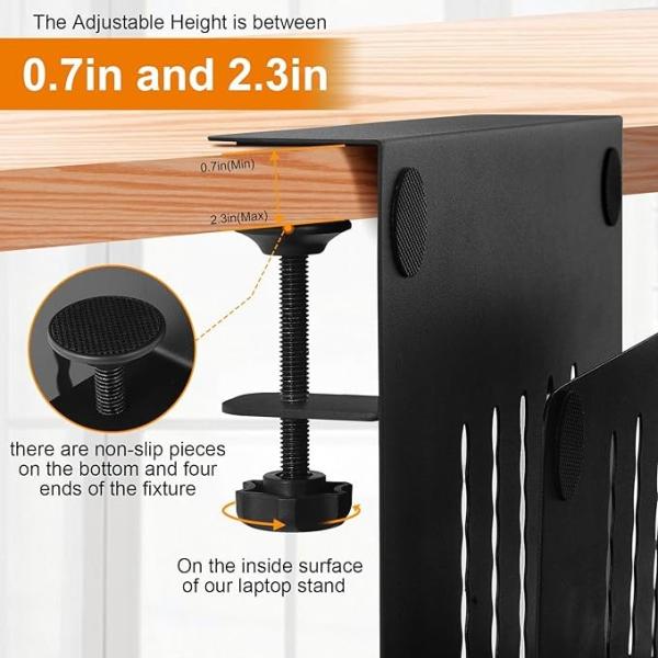 Metal Under Desk Laptop Mini PC Tablet Keyboard Storage Mount Holder No Drilling Clamp
