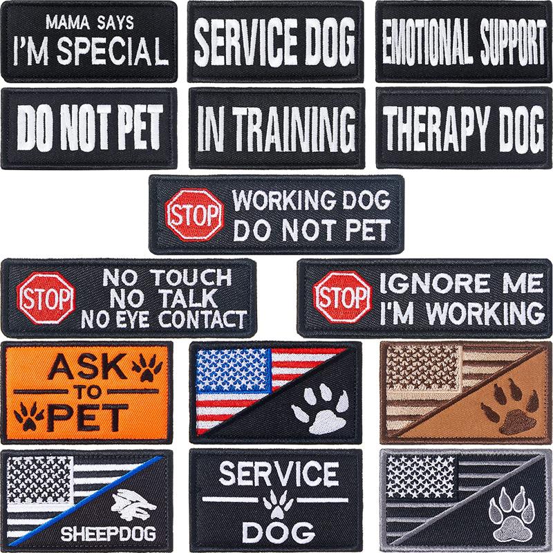 Custom Service Dog  Dog Vest Patches Removable Tactical Patches Embroidered Fastener Hook Loop Patch