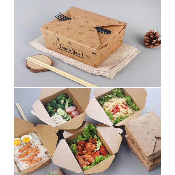 Food Grade Disposable Kraft Paper Box Paperboard Trays Packaging