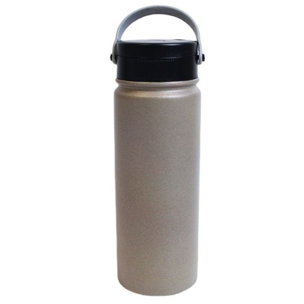 Bouteilles d'eau d'entraînement isolées à large ouverture en acier inoxydable avec stérilisation UV, couleur grise, poignée de transport et volume personnalisé de 500 ml, parfaites pour les sports de plein air