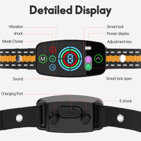 Automatic Activated Anti Bark Training Collar for Dogs Rechargeable Electric Shock Control Waterproof IPX7 20+ Hours Battery