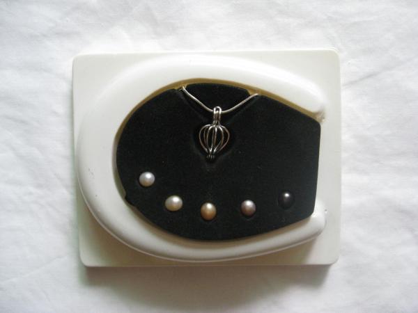 Unique Genuine 5 Colors Freshwater Pearls Cage Pendant Necklace Gift Set
