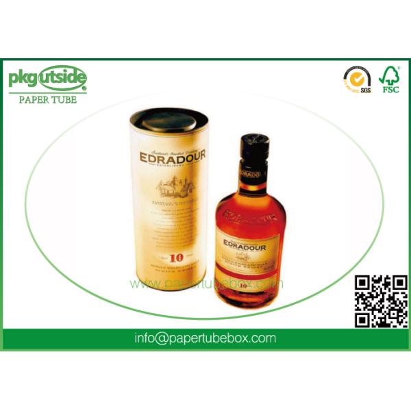 Round 100% Eco Kraft Wine Gift Tube With Tin Lid Vodka Brandy Packaging