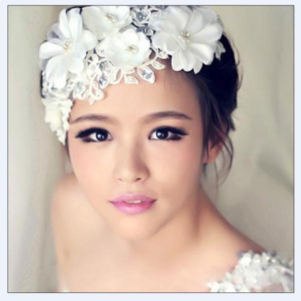 Handmade lace flowers pearl bridal hair accessories bridal headdress flower head