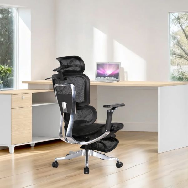 Boss Mesh Ergonomic Office Chair With Footrest 4D Adjustable Armrest