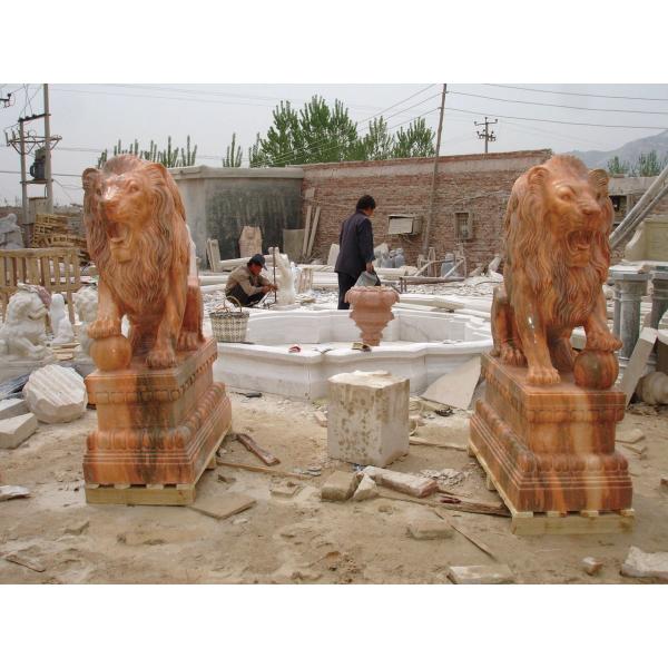 Large Outdoor Entrance Decor Sandstone Guardian Lion Statue
