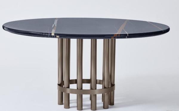 Restaurant Wooden Dining Room Tables Luxury Oval Shape Port Laurent Marble Top
