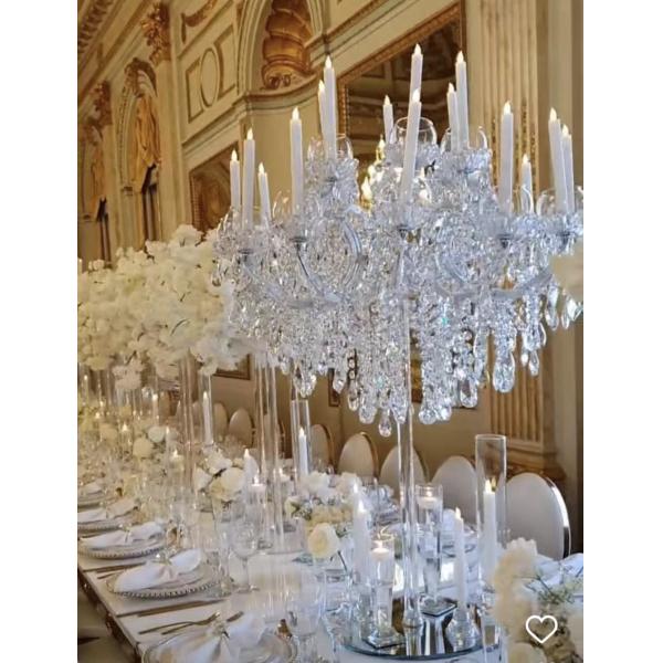 18 bras pendant plein cristal verre pendant lustre transparent pied porte-bougie