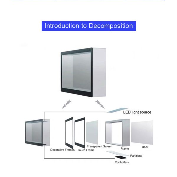 86 inch See Through Lcd Screen Product Showcase Lcd Display Box Android Touch Screen Advertising Player