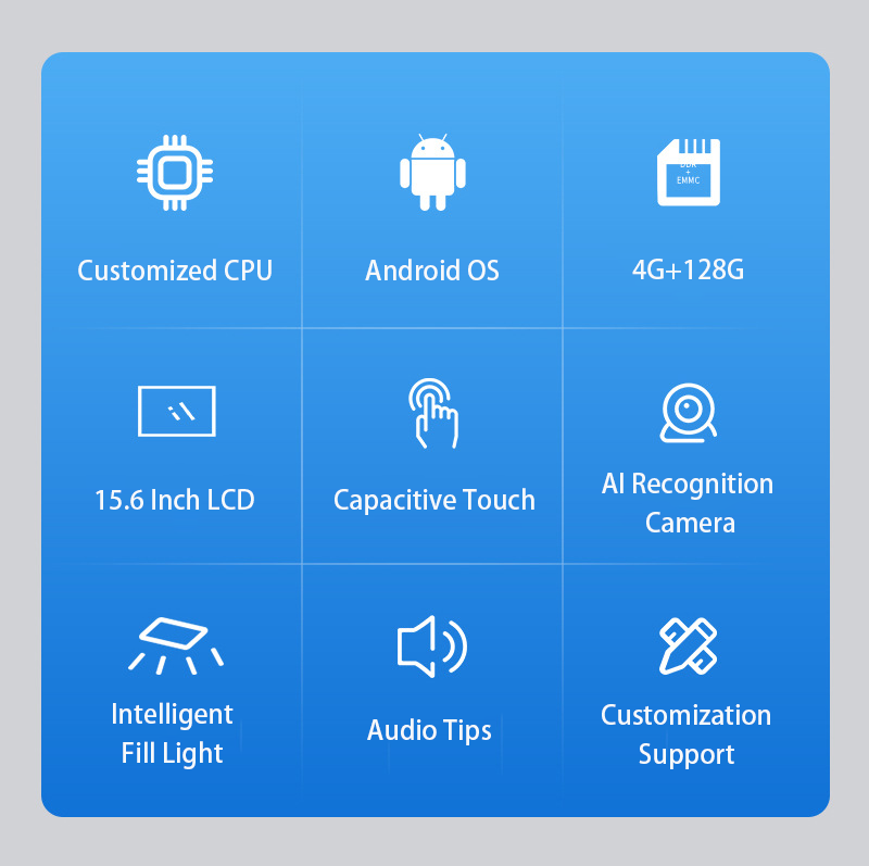 15.6 Inch Smart Dish Recognition Kiosk Intel 8MP Surveillance Camera Capacitive Touch Android Windows OS SDK Enabled Restaurant
