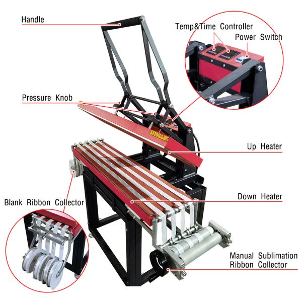 Small Roll to Roll Sublimation Heat Press Machine 25x100cm for Polyester Lanyard Ribbon Webbing Lace Transfer Printing