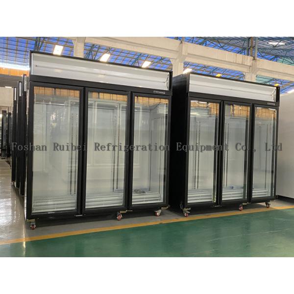Commercial upright glass door freezer, auto defrost frozen food display refrigerator