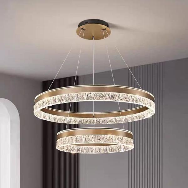 2025 New Simple Creative Crystal Hanging Lamp Circle Living Room Ceiling Chandelier Home LED Pendant Light