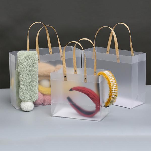 Frosted PP Bags Plastic Gift Bags With Handles Translucent Tote Gift Wrapping Flower Package Decoration Supplies