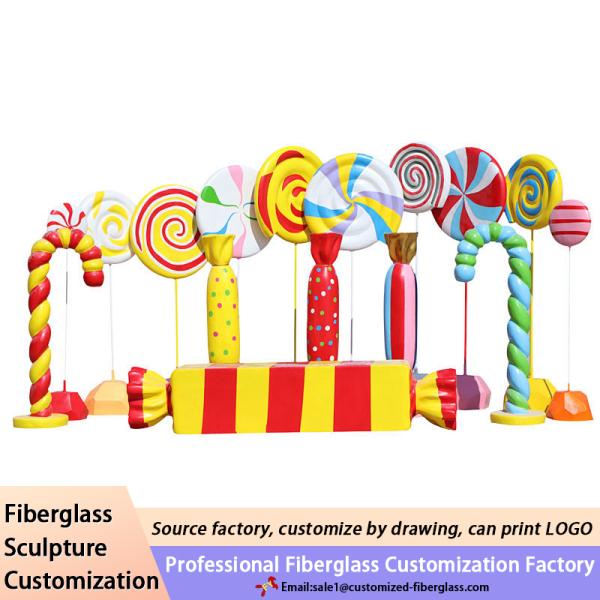 Esculturas de postres personalizadas de gran tamaño Decoración de la fachada de la tienda y Merchandising visual Decoración del centro comercial Estatuas de exhibición de helados de fibra de vidrio
